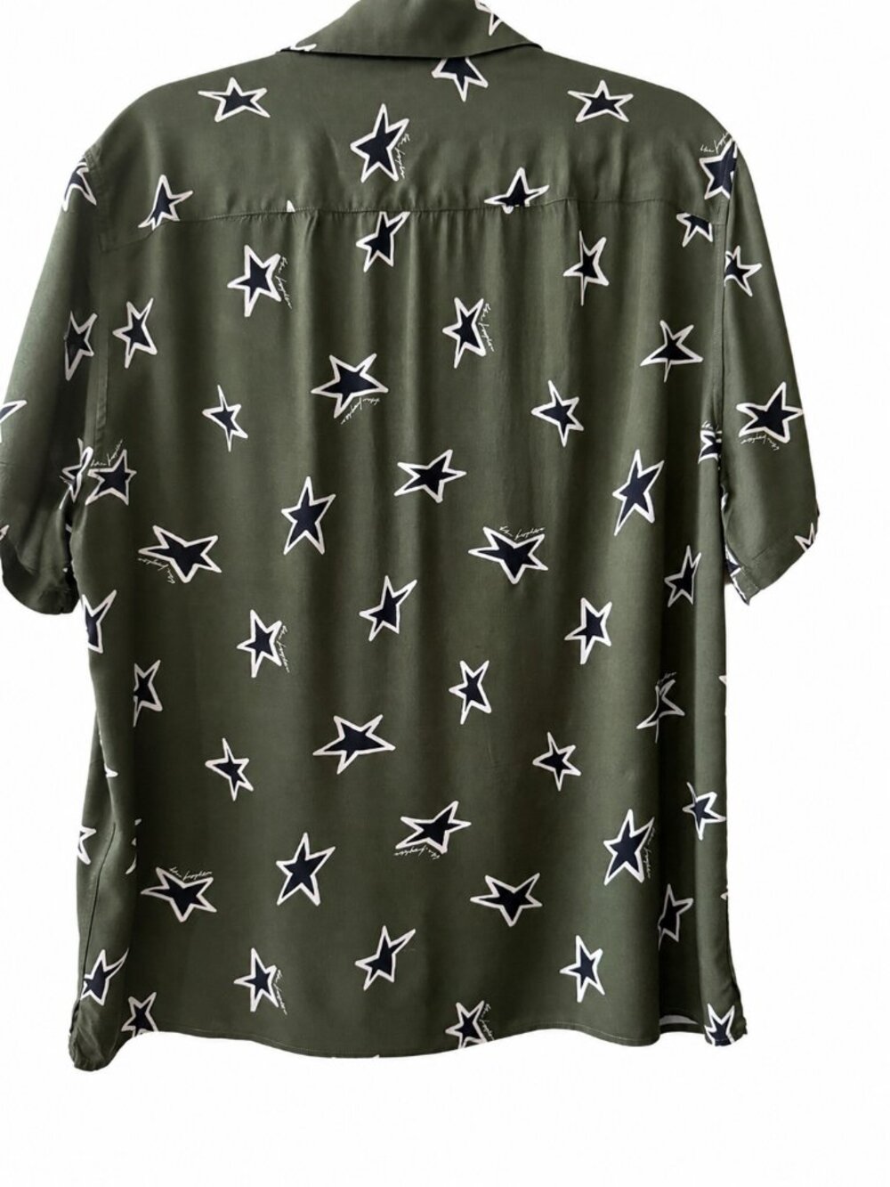 The Kooples Men’s Olive Star Print Viscose Camp Shirt Size L - Picture 4 of 7